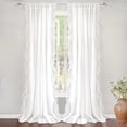 thumbnail image 1 of DriftAway Ava Lace and Crochet Trim Voile Sheer Window Curtains Rod Pocket 2 Panels Each 42 Inch by 84 Inch Off White, 1 of 7