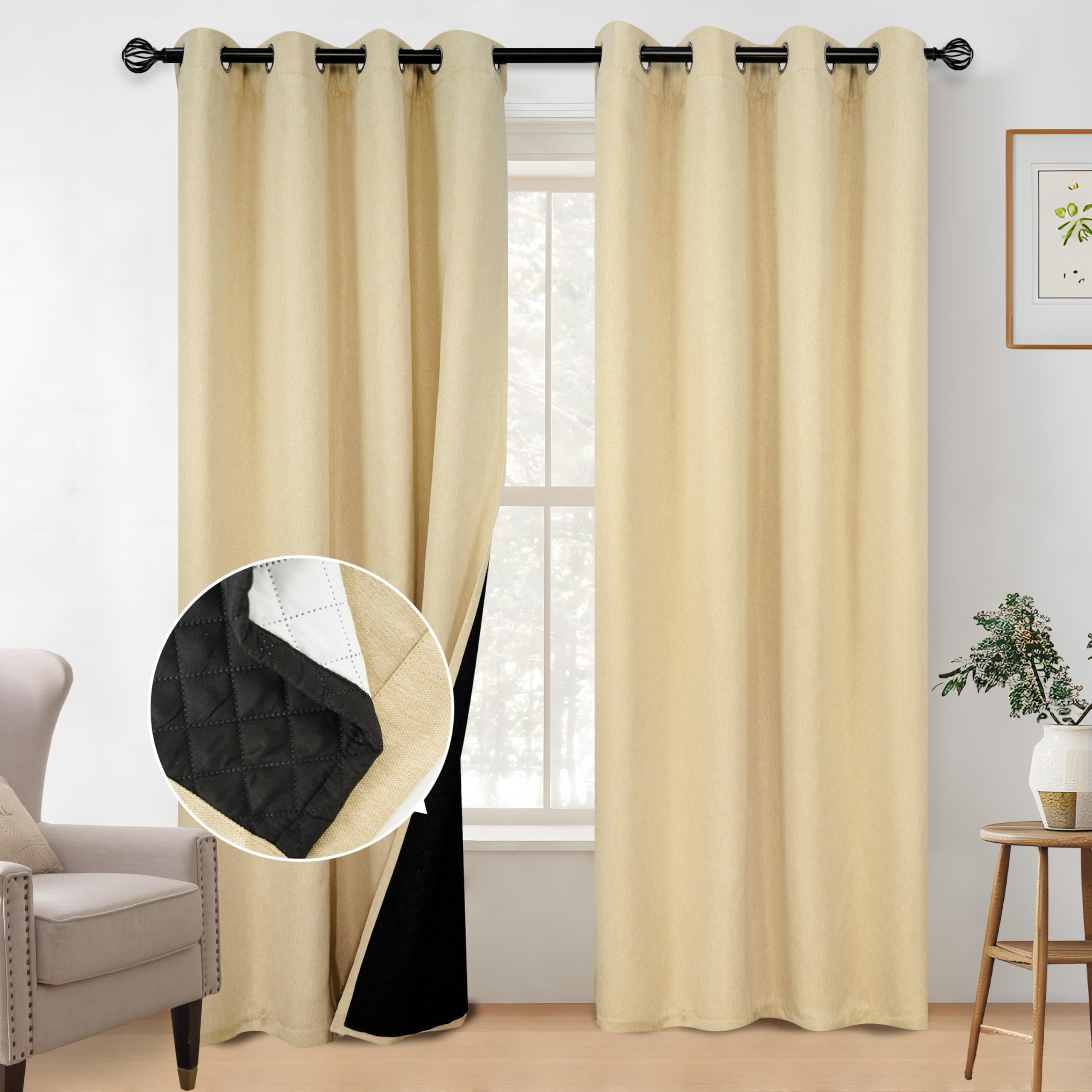 Visual Reference: Driftaway Blackout Soundproof Thermal Insulated Linen Textured Curtains