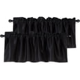 thumbnail image 1 of DriftAway Blackout Valance for Kitchen Window 18 Inch Length Rod Pocket Thermal Insulated Window Treatment for Living Room Bathroom Basement 52" x 18" Solid Black 2 Pack, 1 of 9