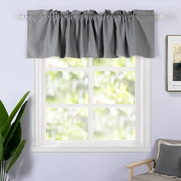 DriftAway Blackout Valance for Kitchen Window Rod Pocket Insulated Window Treatment 84" x 18" Solid Gray