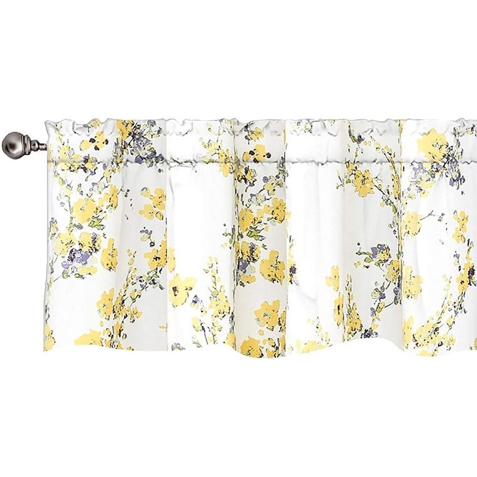 Blossom Yellow Floral Ink Painting Rod Pocket Valance