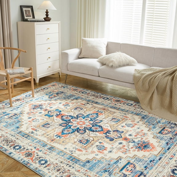 DriftAway Boho Area Rug Blue/Orange 6’x9’