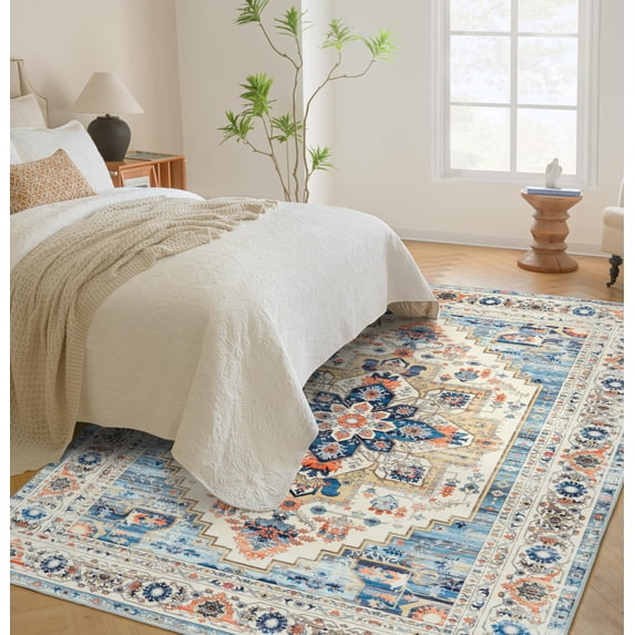 DriftAway Boho Area Rug Blue/Orange 8’x10’
