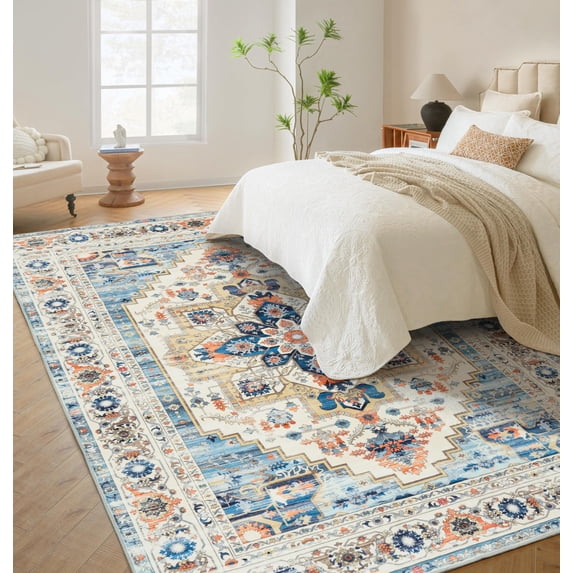 DriftAway Boho Area Rug Blue/Orange 9’x12’