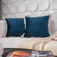 thumbnail image 1 of DriftAway Boho Throw Pillow Covers Modern Farmhouse Decorative Home Cushion for Bed Sofa or Bench 2 Pieces 18"L x 18"W Plus 1.5" Linen Blend Flange Peacock Blue, 1 of 7