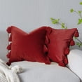 thumbnail image 1 of DriftAway  Boho Throw Pillow Covers Modern Farmhouse Decorative Home Cushion Velvet Tassels Red Ochre, 1 of 5