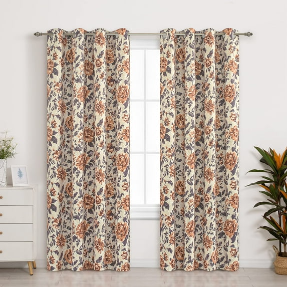 DriftAway Briar Blackout Curtain 84 Inches Long for Bedroom Vintage Watercolor Blooming Floral Drapes Thermal Insulated Room Darkening Grommet Window Treatment 2 Panels for Living Room W52 x L84 Multi