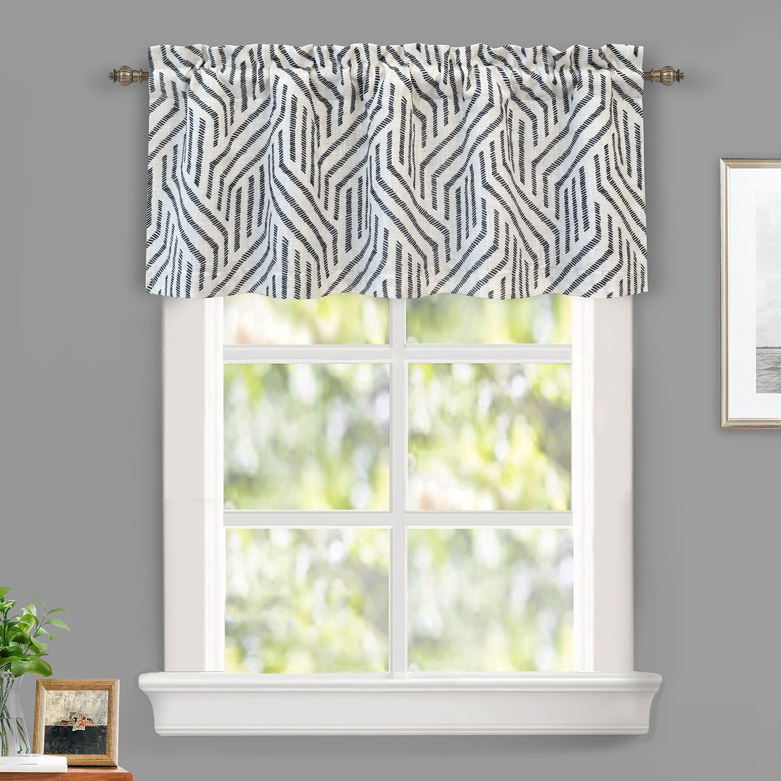 Briony Black and White Striped Linen Blend Valance