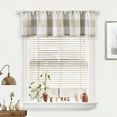 thumbnail image 1 of DriftAway Buffalo Check Woven Plaid Blackout Rod Pocket Window Curtain Valance 52"x14"+2" Header Taupe, 1 of 10