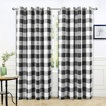 DriftAway Buffalo Check Woven Plaid Pattern Lined Blackout Thermal Insulated Window Curtain Grommet, 2 Panels, 50" x 84", Black