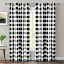 DriftAway Buffalo Checker Pattern Lined Blackout Grommet Window Curtains Printed Plaid 2 Layer Set of 2 Panels 52 Inch by 84 Inch Black