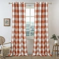 thumbnail image 1 of DriftAway Buffalo Plaid Check Curtains Woven Plaid Pattern Lined Blackout Thermal Insulated Window Curtain Grommet 2 Layers 2 Panels 52 Inch by 90 Inch Burnt Orange, 1 of 5
