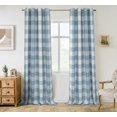 thumbnail image 1 of DriftAway Buffalo Plaid Check Curtains Woven Plaid Pattern Lined Blackout Thermal Insulated Window Curtain Grommet 2 Layers 2 Panels 52 Inch by 96 Inch Dusty Blue, 1 of 5