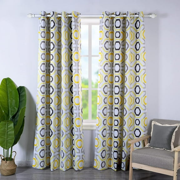 DriftAway  Camden Geometric Lattice Printed Grommet Blackout Curtains Yellow