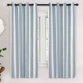thumbnail image 1 of DriftAway Chris Vertical Striped Pattern Linen Blend Lined Thermal Insulated Blackout and Room Darkening Grommet Linen Curtains for Farmhouse Printed 2 Panels, 52" x 63", Jean Navy, 1 of 8