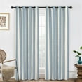 thumbnail image 1 of DriftAway Chris Vertical Striped Pattern Linen Blend Lined Thermal Insulated Blackout and Room Darkening Linen Curtains for Farmhouse Printed 2 Panels 52 Inch by 102 Inch Jean Navy, 1 of 8