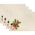 thumbnail image 1 of DriftAway Christmas Ribbon Placemats for Dining Linen Table Place Mats for Xmas Winter Holiday Kitchen Christmas Mats for Table Decor Set of 4 Country 12 x 18 Inch Placemats Red and Green, 1 of 6