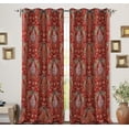 thumbnail image 1 of DriftAway Christopher Peacock Floral Pattern Energy Saving Thermal Insulated Blackout Window Curtain Grommet 2 Layers 2 Panels 52 Inch by 84 Inch Red, 1 of 7
