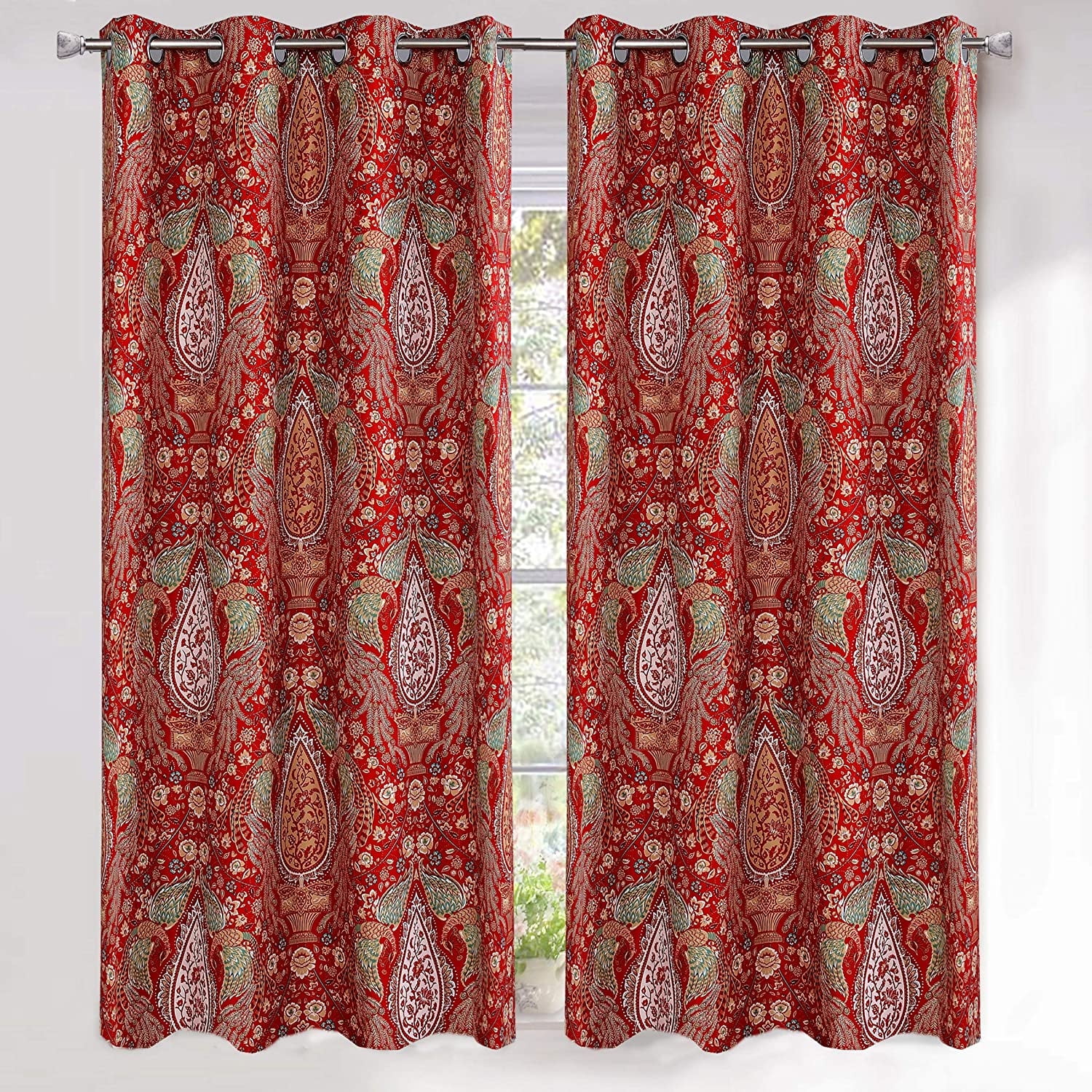 DriftAway Christopher Peacock Floral Thermal Insulated Blackout Curtains, 52” x 63” (2 Panels)