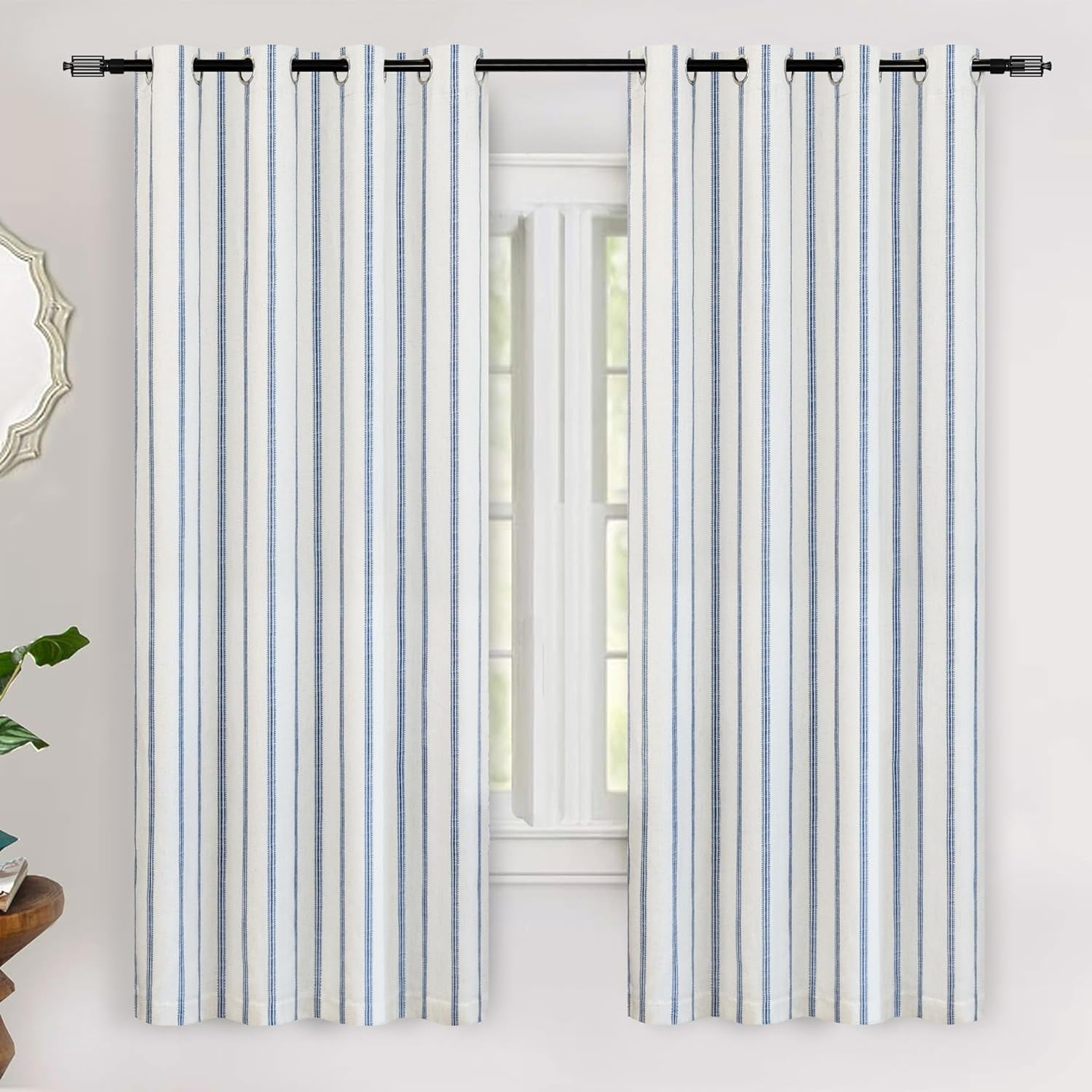 DriftAway Farmhouse Linen Blend Blackout Curtains 63 Inches Long for