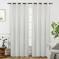 thumbnail image 1 of DriftAway Farmhouse Linen Blend Blackout Curtains 96 Inches Long for Bedroom Vertical Striped Printed Linen Curtains Thermal Insulated Grommet Lined Treatments for Living Room 2 Panels W52 x L96 Gray, 1 of 8