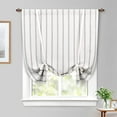 thumbnail image 1 of DriftAway Farmhouse Linen Blend Blackout Tie Up Curtain for Kitchen Vertical Striped Printed Tie Up Shade for Bedroom Adjustable Balloon Rod Pocket 63"L x 45"W Grey, 1 of 7
