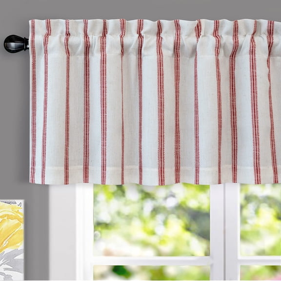 DriftAway Farmhouse Linen Blend Blackout Valance 52" Width X 18" Length - Red
