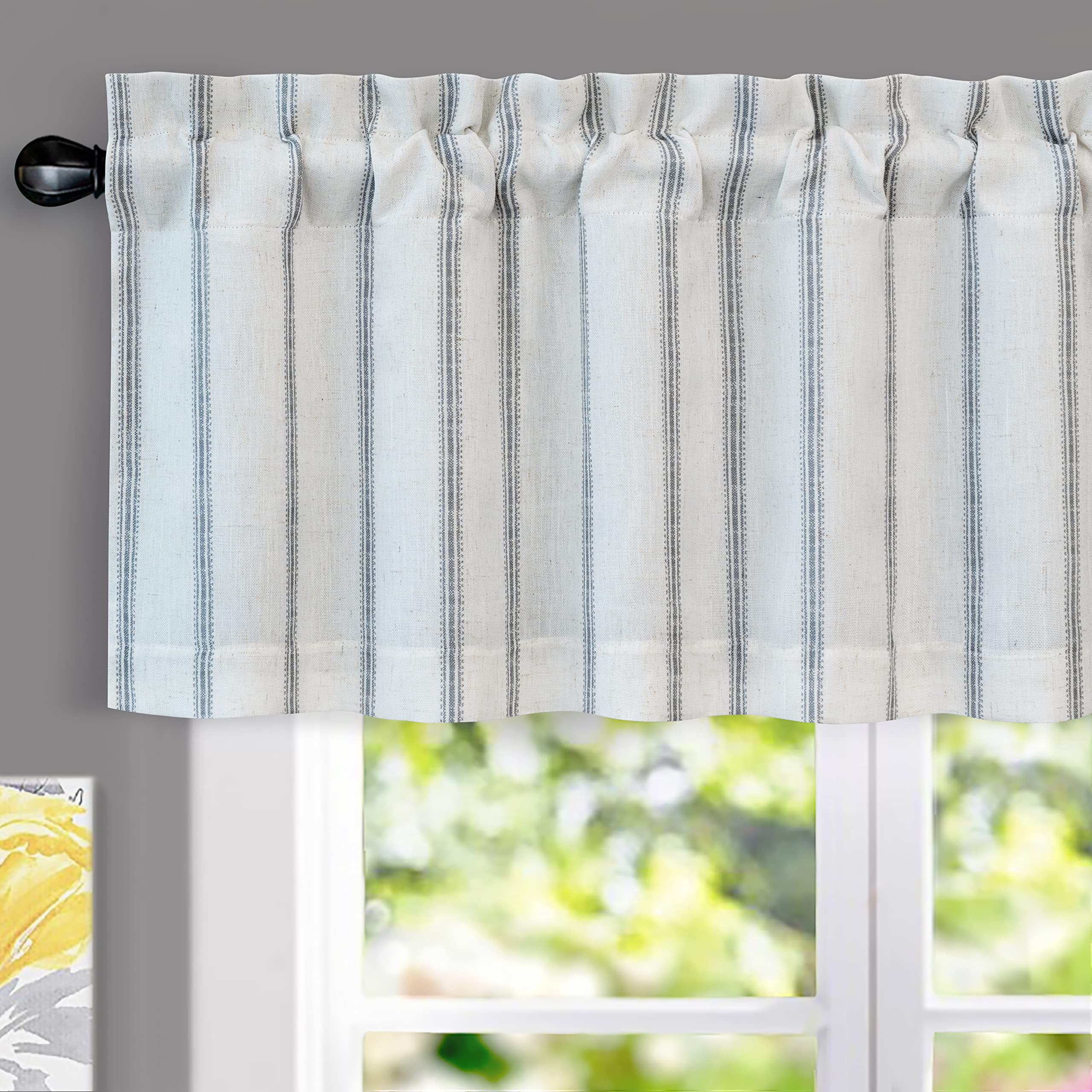 Gray Linen Blend Striped Blackout Valance, 52" x 18"