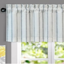DriftAway Farmhouse Linen Blend Blackout Valance for Kitchen 18 Inch Length Vertical Striped Printed Lined Rod Pocket Room Darkening Curtain Valance for Living Room 52"x18" Gray