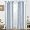 thumbnail image 1 of DriftAway Farmhouse Vertical Striped Linen Blend Textured Light Filtering Semi Sheer Curtains for Living Room Bedroom 84 Inches Long Drapes 2 Panels Broad Striped Jean Navy, 1 of 7