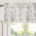 thumbnail image 1 of DriftAway Floral Pencil Sketch Lined Thermal Insulated Window Curtain Valance Rod Pocket 52 Inch 18 Inch Plus 2 Inch Header Linen Gray Soft White 1 Pack, 1 of 8