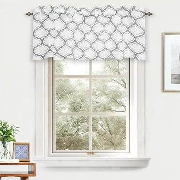 DriftAway Geo Trellis Room Darkening Grommet Unlined Valance 52" x 18" (Gray)
