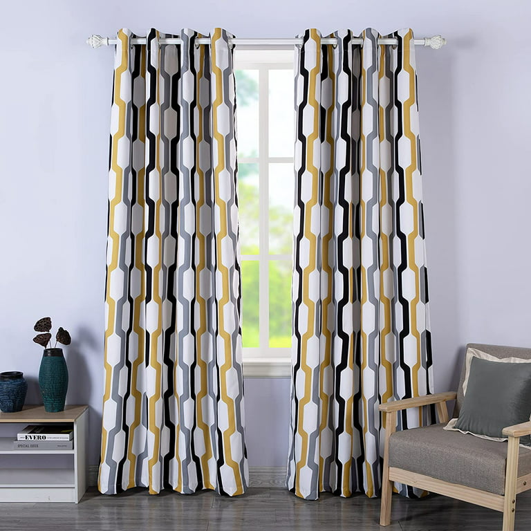 DriftAway Geometric Grommet Blackout Curtains, 52 x 84 2 Panels