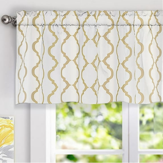 DriftAway Geovany Moroccan Geometric Trellis Pattern Window Curtain Valance 52"x18" , Champagne