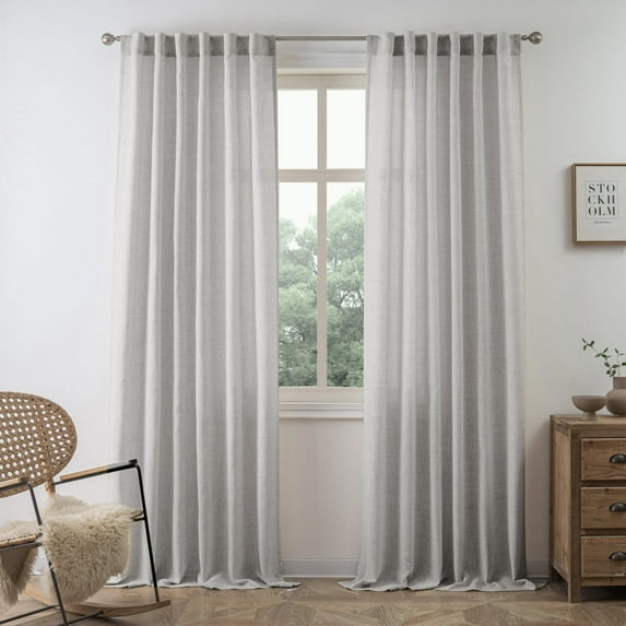 DriftAway Gray Linen Curtains 84 Inches Long for Living Room Thick Semi Sheer 2 Panels Farmhouse 3 Inch Rod Pocket Back Tab Boho Rustic Light Filtering Window Drapes for Bedroom Privacy Assured