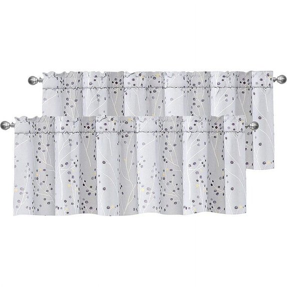 DriftAway Harper Ink Floral Pattern Window Treatment Valance Curtain Living Room Bedroom Dining Room Rod Pocket 50 Inch by 18 Inch Plus 2 Inch Header Watercolor Painting Lavender Gray 2 Pack