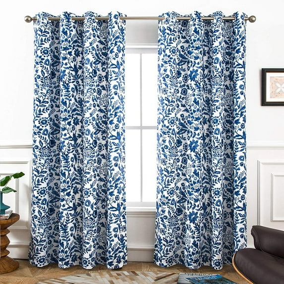 DriftAway Indoor and Outdoor Metal,Polyester Room Darkening Grommet Valances Blue,White,Multi-color 0.10 in x 52.00 in Set of 2