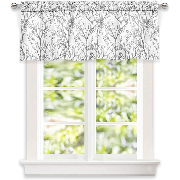 DriftAway Indoor and Outdoor Polyester Blackout Rod Pocket Valances Gray,White,Multi-color 0.1 in x 18 in Set of 2