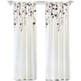 thumbnail image 1 of DriftAway Isabella Faux Silk Embroidered Window Curtain Embroidered Crafted Flower Lined with Thermal Fabric Single Panel 84"L x 42"W Ivory Purple, 1 of 4
