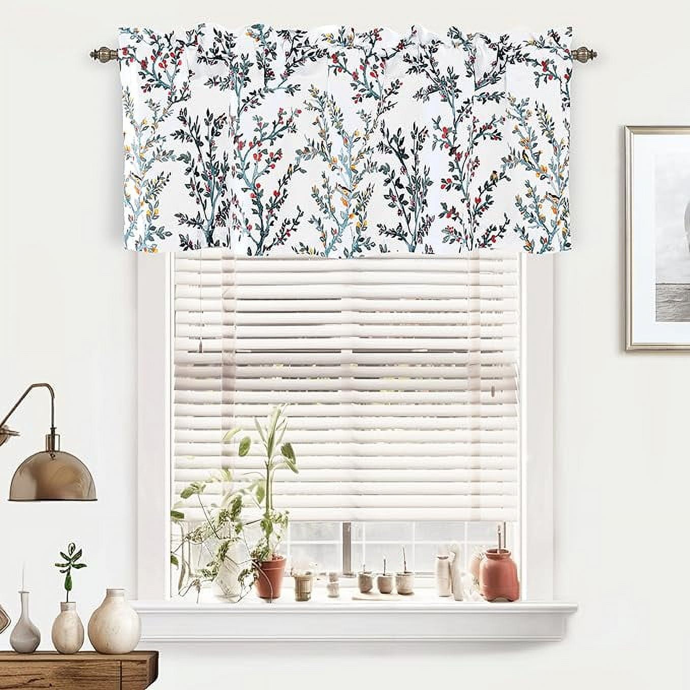 Jasmine Watercolor Floral Branch Thermal Insulated Valance