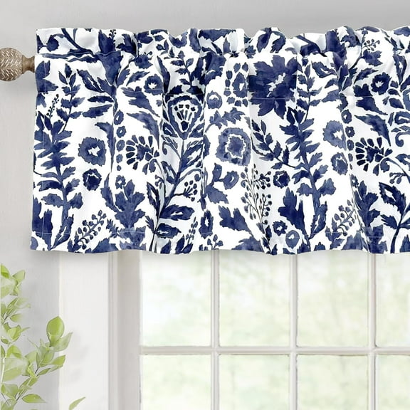 DriftAway Julia Lined Valance Double Layer Thermal Insulated Room Darkening Blackout Valances 3 Inch Rod Pocket Window Valance for Bathroom Living Room 52 Inch by 14 Inch Navy
