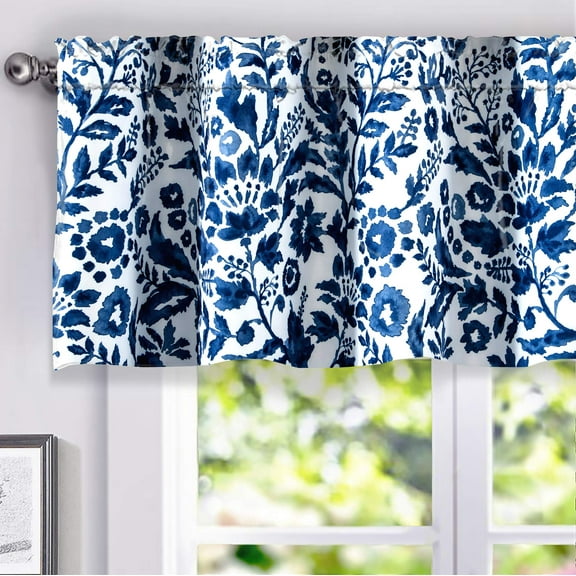 DriftAway Julia Sketch Lined Thermal Insulated Energy Saving Window Curtain Valance for Living Room Bedroom Kitchen, 2 Layer, Rod Pocket, 52"x18"+2“Header (vy)