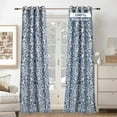 thumbnail image 1 of DriftAway Julia Watercolor Blackout Room Darkening Lined Thermal Insulated Energy Saving Window Curtains 2 Layers 2 Panels Each Size 52 Inch by 108 Inch Linen Navy, 1 of 8
