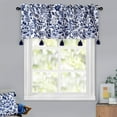 thumbnail image 1 of DriftAway Julia Watercolor Blooming Flower Floral Lined Thermal Insulated Window Curtain Valance with Handmade Tassels Rod Pocket 18"L x 52"W Plus 2" Header Navy, 1 of 8