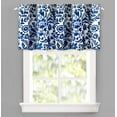 thumbnail image 1 of DriftAway Julia Watercolor Blooming Flower Floral Lined Thermal Insulated Window Curtain Valance Rod Pocket 24"L x 52"W Plus 2" Header Navy, 1 of 7