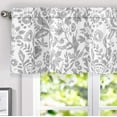 thumbnail image 1 of DriftAway Julia Watercolor Blooming Flower Floral Lined Thermal Insulated Window Curtain Valance Rod Pocket 52 Inch by 18 Inch Plus 2 Inch Header Gray 1 Pack, 1 of 7