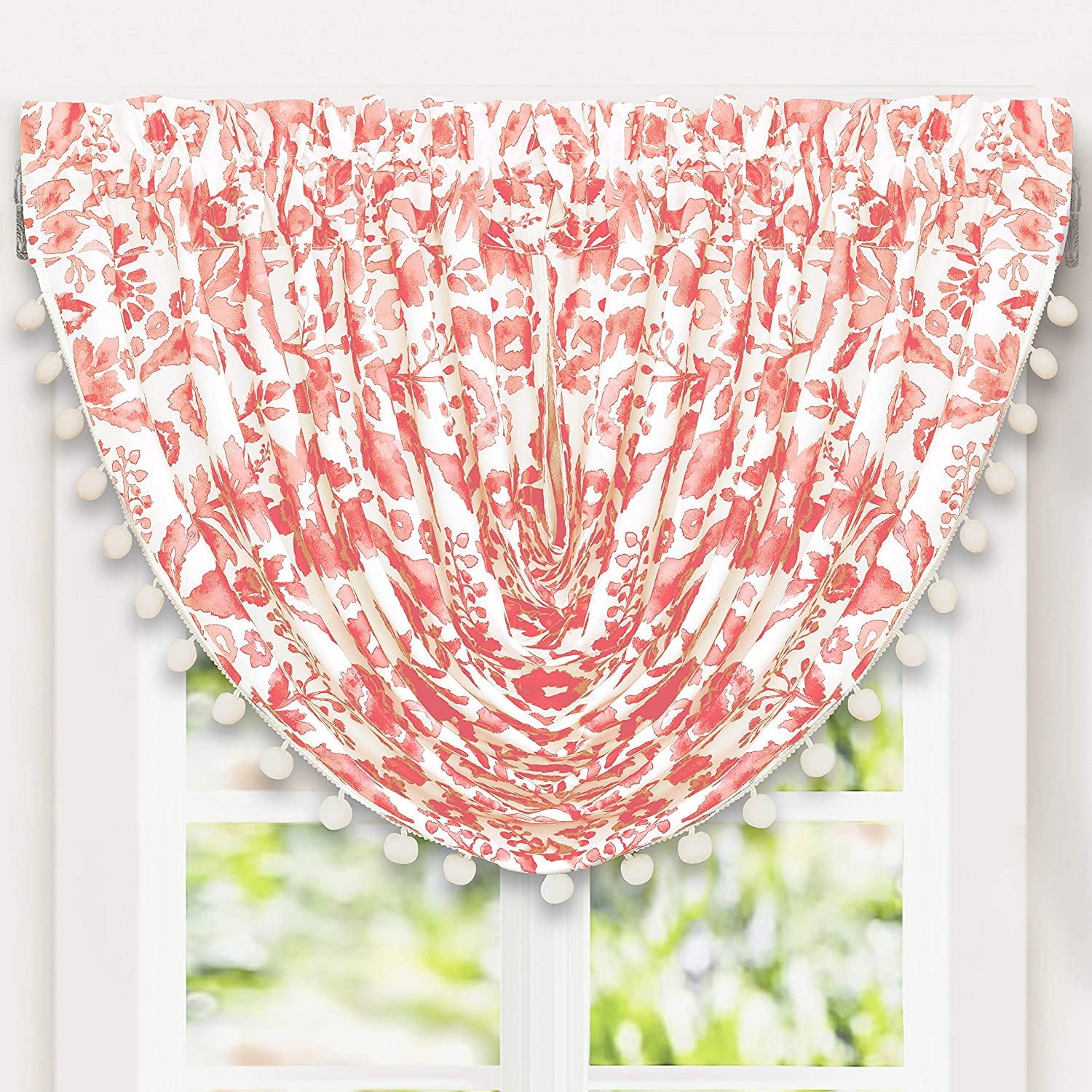 Blush Floral Watercolor Thermal Insulated Waterfall Valance