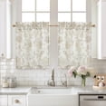 thumbnail image 1 of DriftAway Kitchen Curtain Floral Tier Linen Short Pinstripe Cafe 24 Inch Length for Living Room Bathroom Freda Farmhouse Rustic Curtains Rod Pocket 2 Panels Taupe, 1 of 8