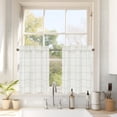 thumbnail image 1 of DriftAway Kitchen Curtains Striped Tier Linen Short Curtains Windowpane Plaid Cafe 24 Inch Length for Living Room Bathroom Chris Farmhouse Rustic Rod Pocket 2 Panels Gray, 1 of 8