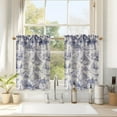 thumbnail image 1 of DriftAway Kitchen Curtains Toile Tier Linen Short Curtains Cafe 24 Inch Length for Living Room Bathroom Farmhouse French Country Vintage Printed Pattern Rod Pocket 2 Panels Navy, 1 of 8